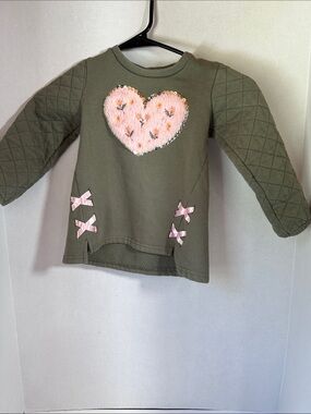 Little lass olive green sweater size 4t